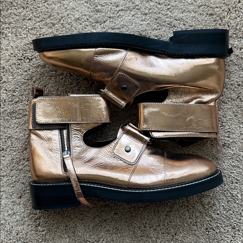 ASOS Leather Rose Metallic Ankle Boots - Picture 2 of 5